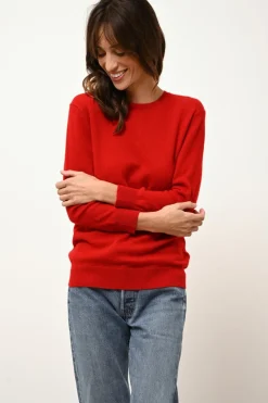 JANICE pull col rond rouge