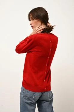 JANICE pull col rond rouge