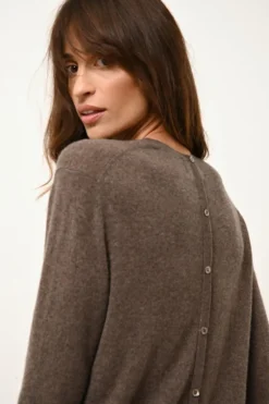 JANICE pull col rond taupe chiné