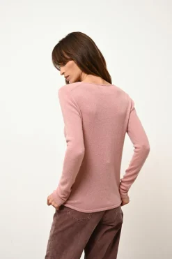 JOAN pull col v bois de rose