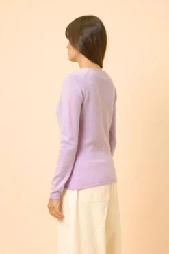 JOAN pull col v mauve chiné