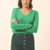 JOAN pull col v menthe