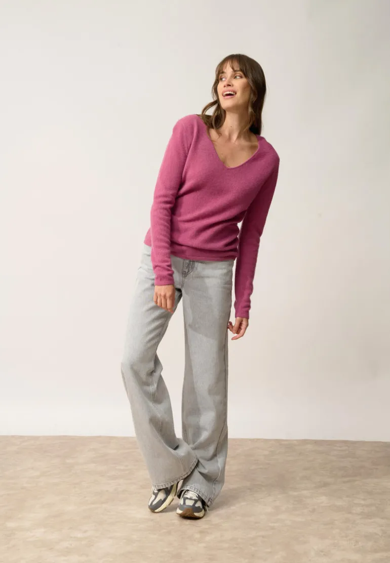 JOAN pull col v orchidée