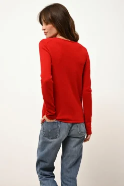 JOAN pull col v rouge