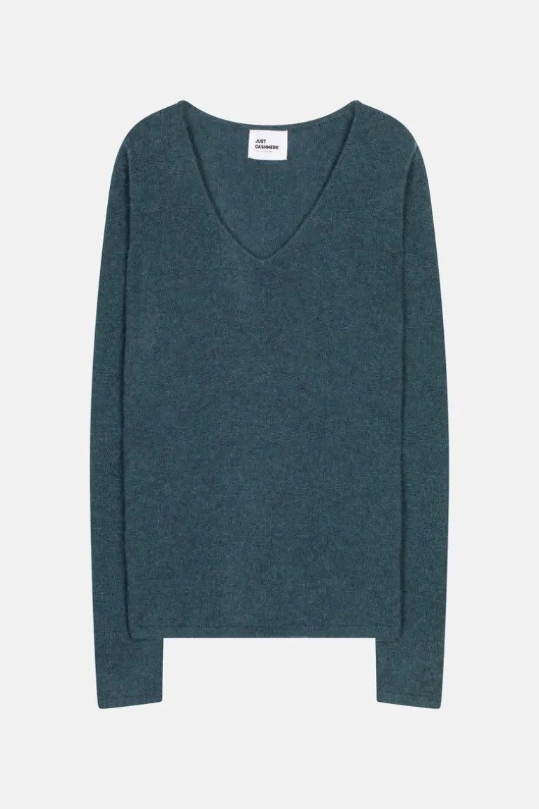 JOAN pull col v vert canard chiné