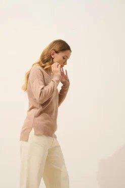 JOSPE pull col rond camel chiné