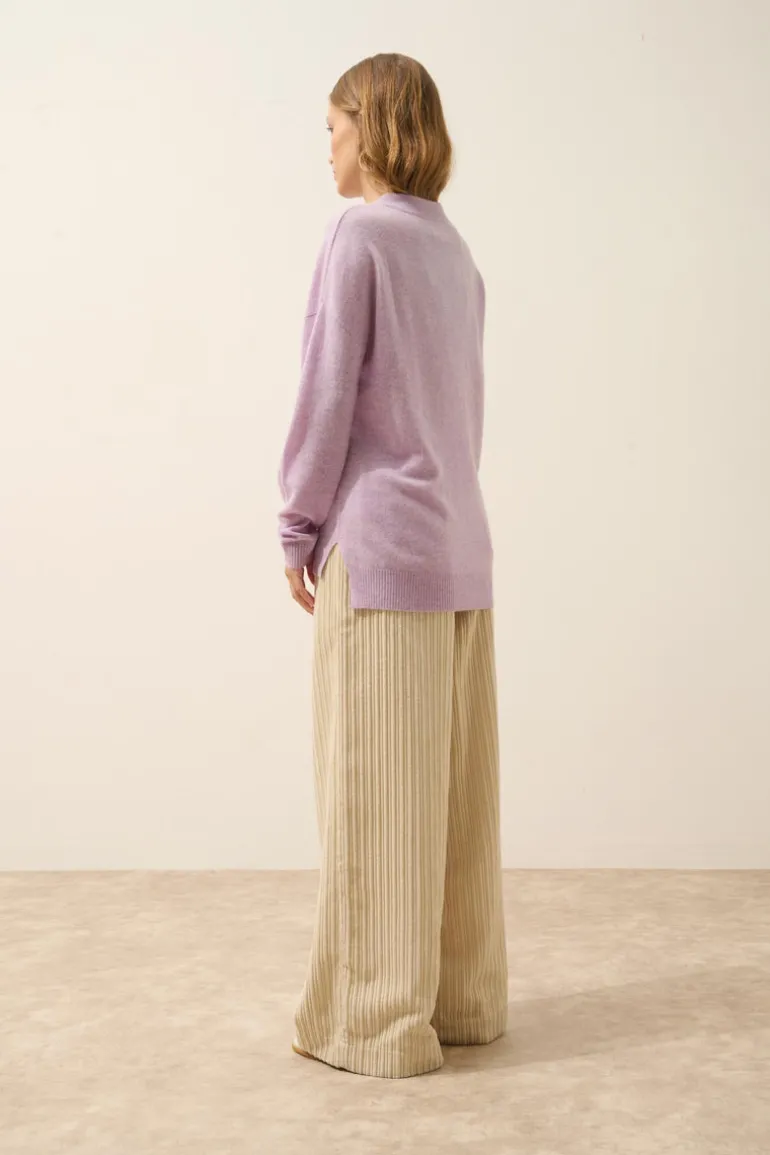 JOSPE pull col rond mauve chiné