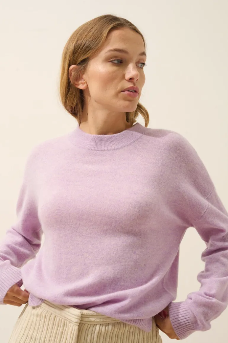 JOSPE pull col rond mauve chiné