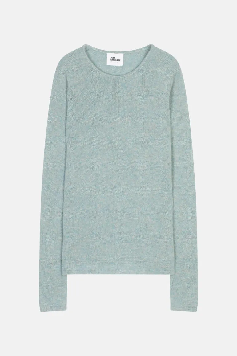 JOYCE pull col rond bleu gris chiné