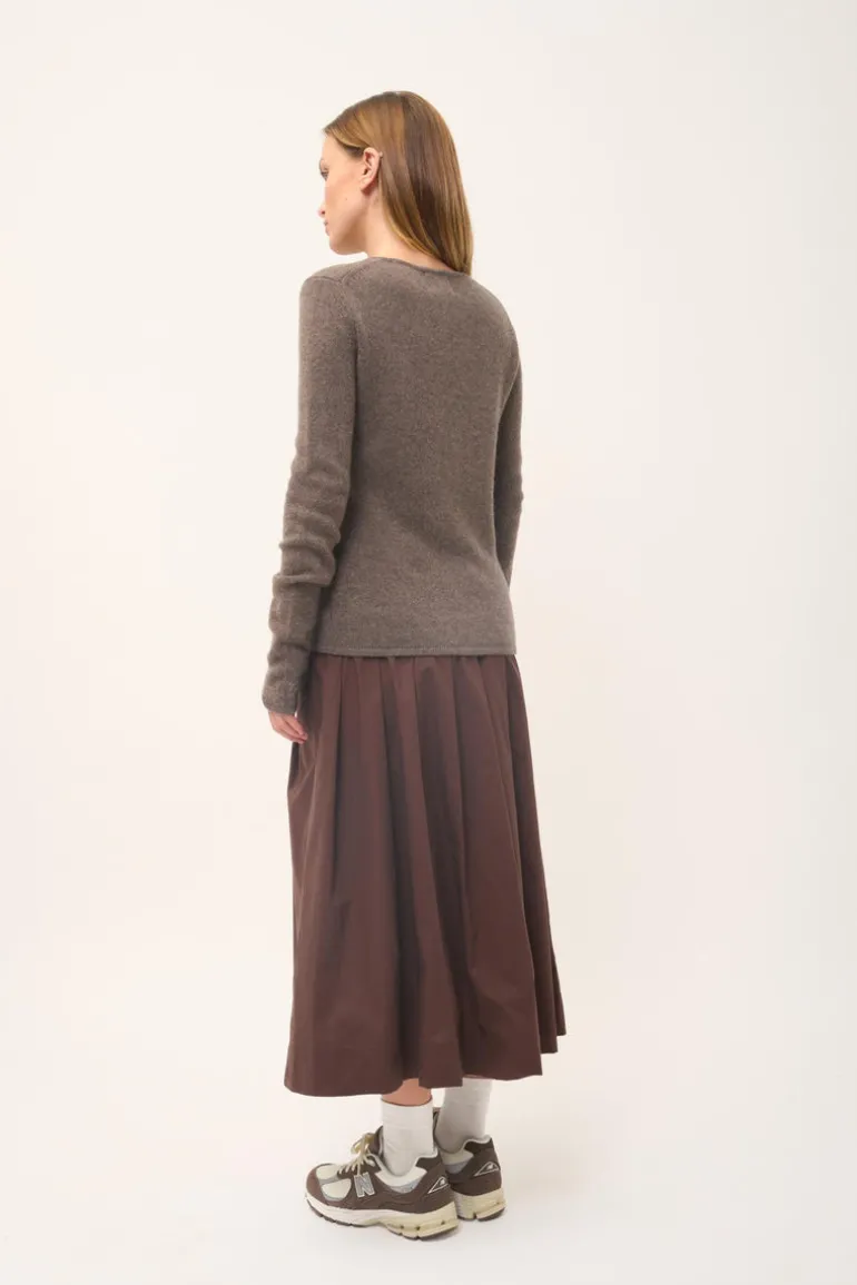 JOYCE pull col rond taupe chiné