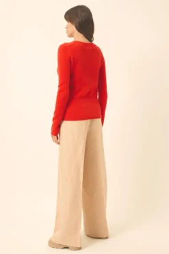 JOYCE pull col rond tomate