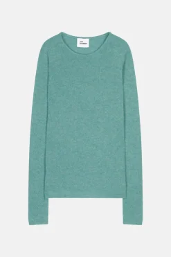 JOYCE pull col rond vert chiné