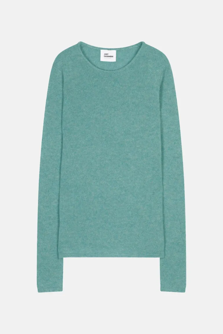 JOYCE pull col rond vert chiné