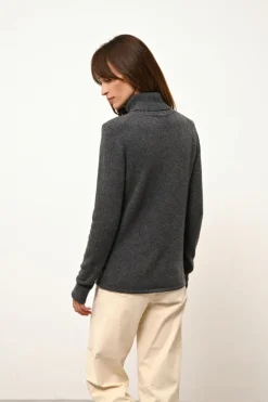 JUNE pull col roulé anthracite chiné