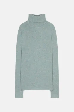 JUNE pull col roulé bleu gris chiné