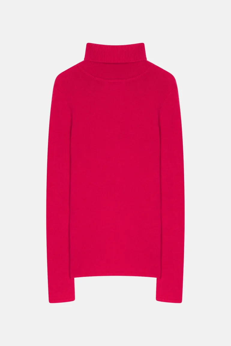 JUNE pull col roulé fuchsia