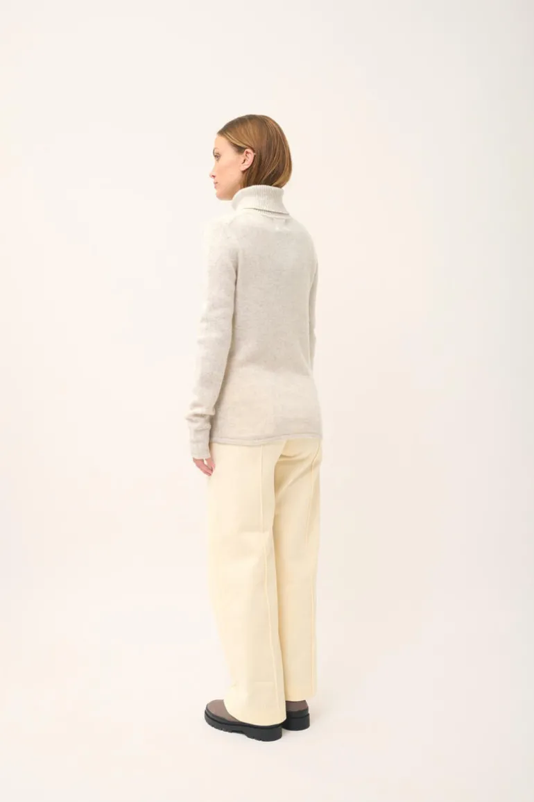 JUNE pull col roulé gris perle chiné