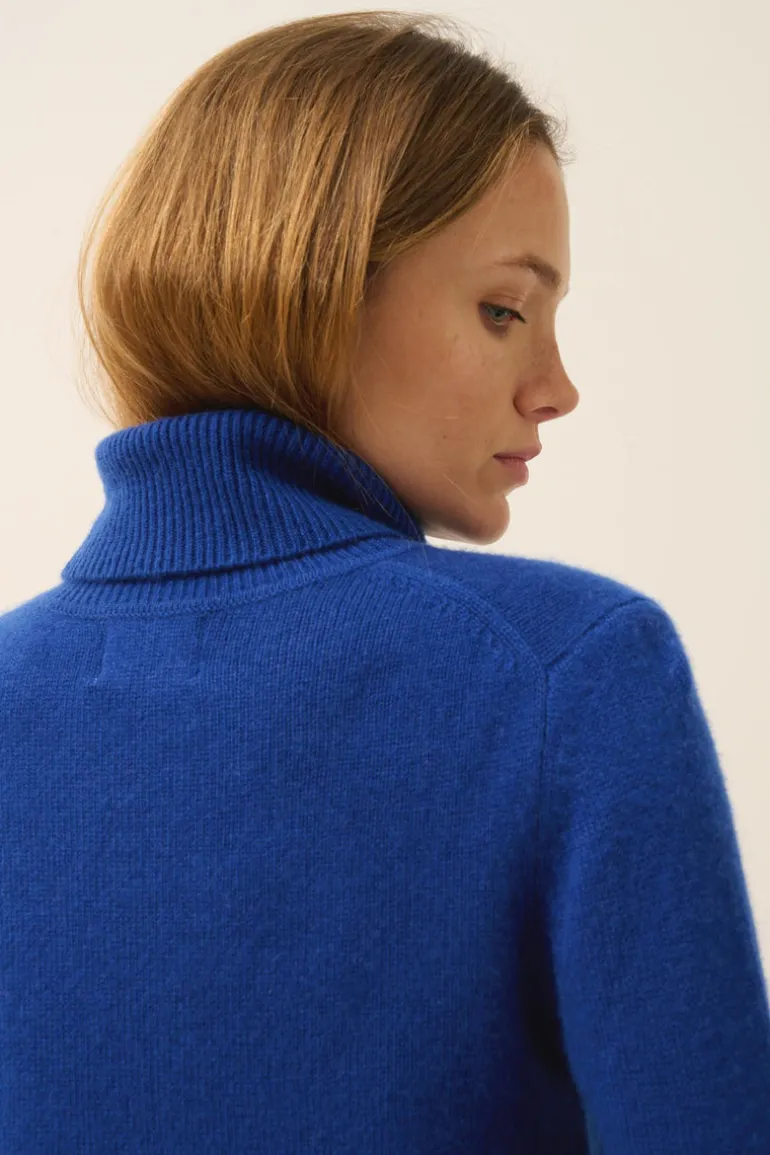JUNE pull col roulé outremer