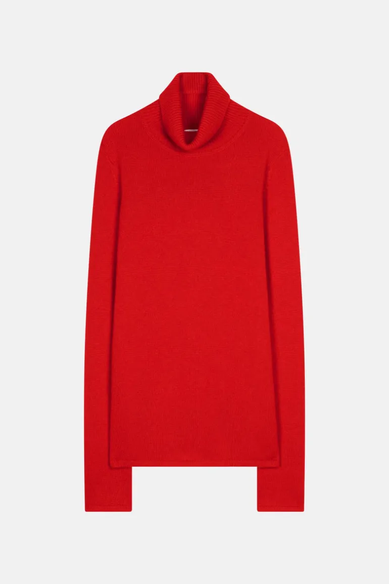 JUNE pull col roulé rouge