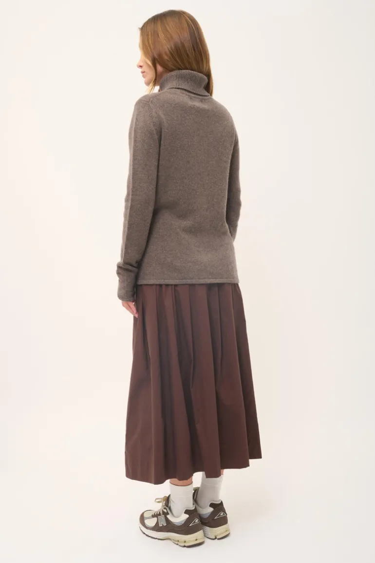 JUNE pull col roulé taupe chiné