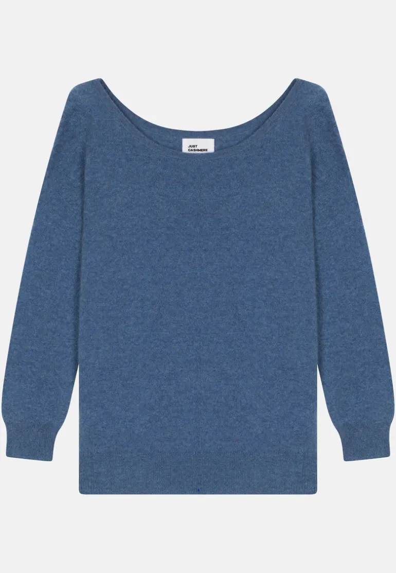 KAREN pull col rond bleu denim
