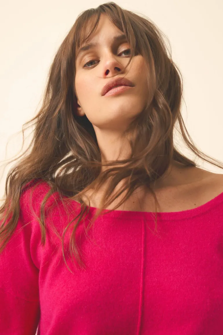KAREN pull col rond fuchsia
