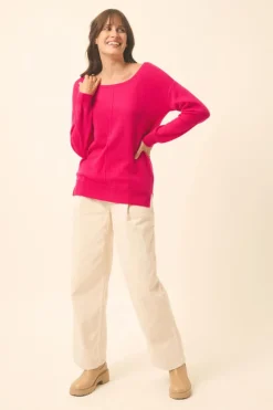 KAREN pull col rond fuchsia