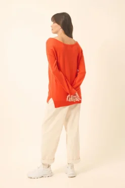 KAREN pull col rond orange