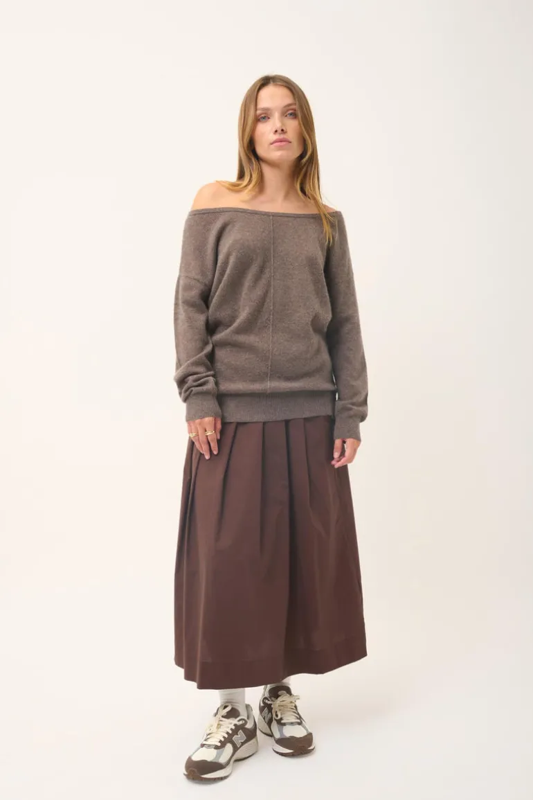 KAREN pull col rond taupe chiné