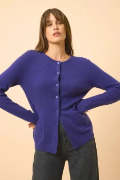 KATHARINE cardigan col rond purple