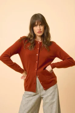 KATHARINE cardigan col rond écureuil