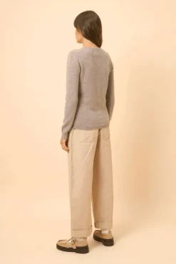 KATHARINE cardigan col rond caribou chiné