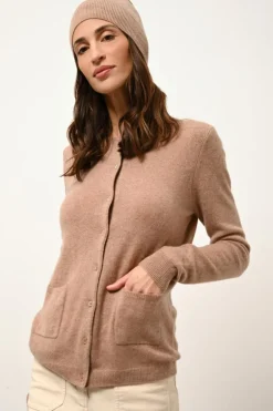 KATHARINE cardigan col rond camel chiné