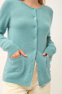 KATHARINE cardigan col rond vert chiné