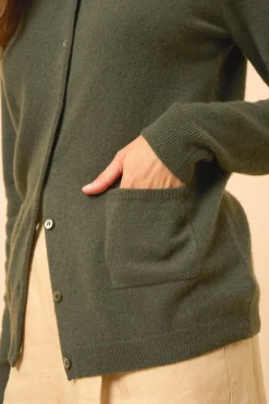KATHARINE cardigan col rond kaki