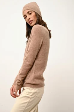 KATHARINE cardigan col rond camel chiné