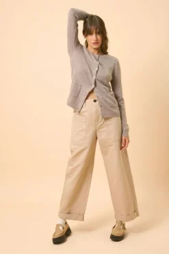 KATHARINE cardigan col rond caribou chiné