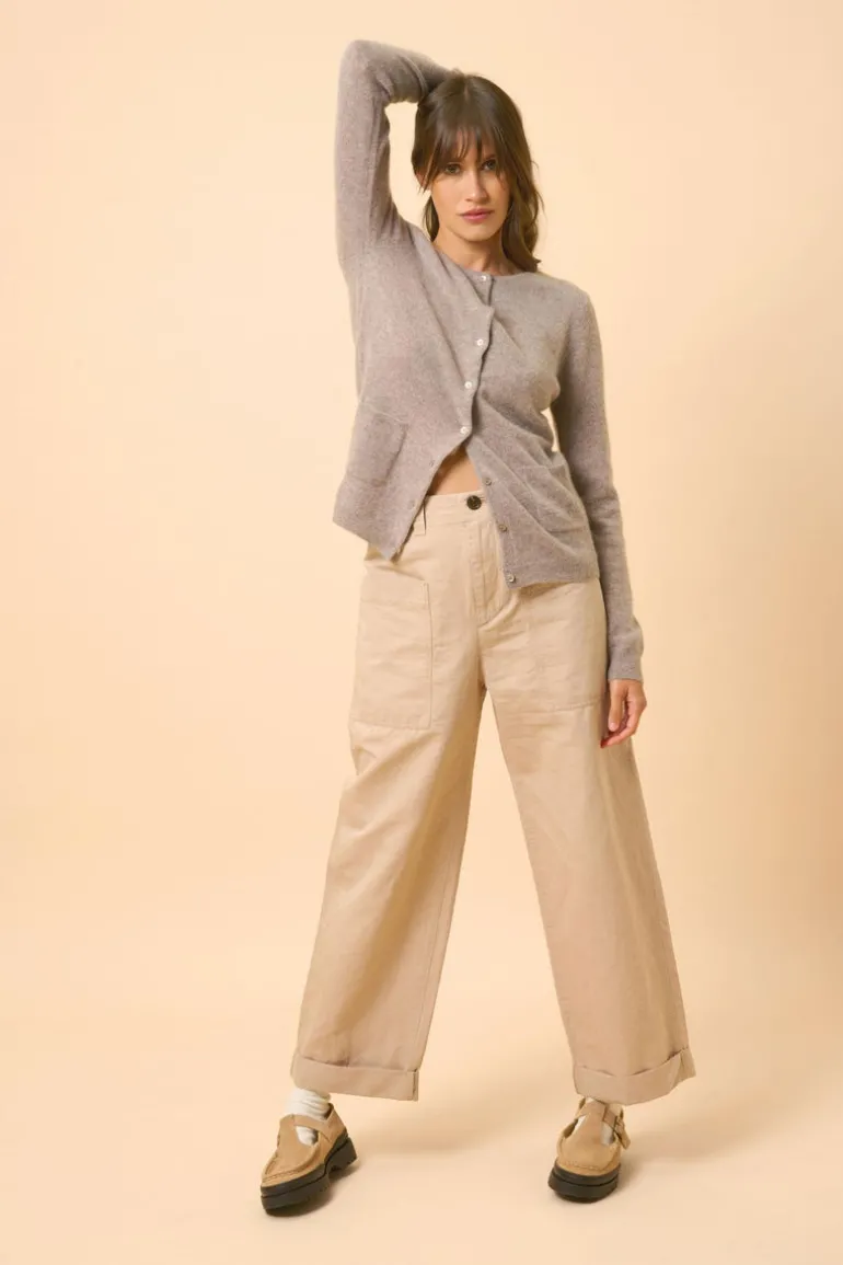 KATHARINE cardigan col rond caribou chiné