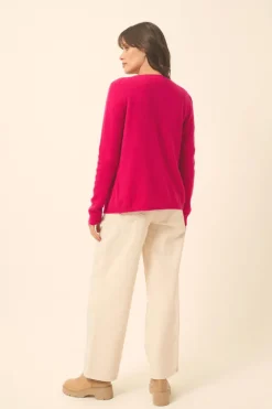 KATHARINE cardigan col rond fuchsia