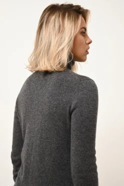 KATHARINE cardigan col rond anthracite chiné