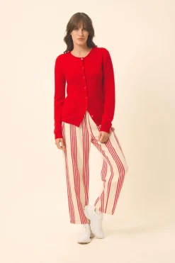 KATHARINE cardigan col rond rouge