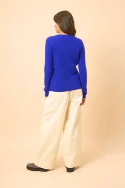 KATHARINE cardigan col rond indigo