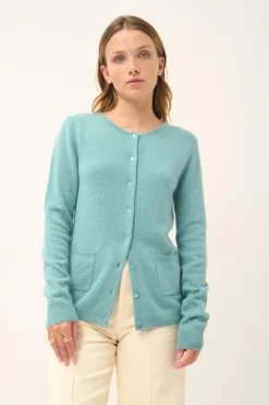 KATHARINE cardigan col rond vert chiné
