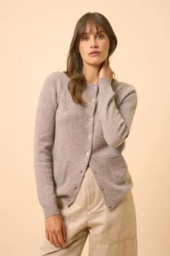 KATHARINE cardigan col rond caribou chiné