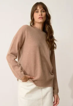 KAYLA pull col rond camel chiné