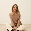 KELLY pull col bateau camel chiné