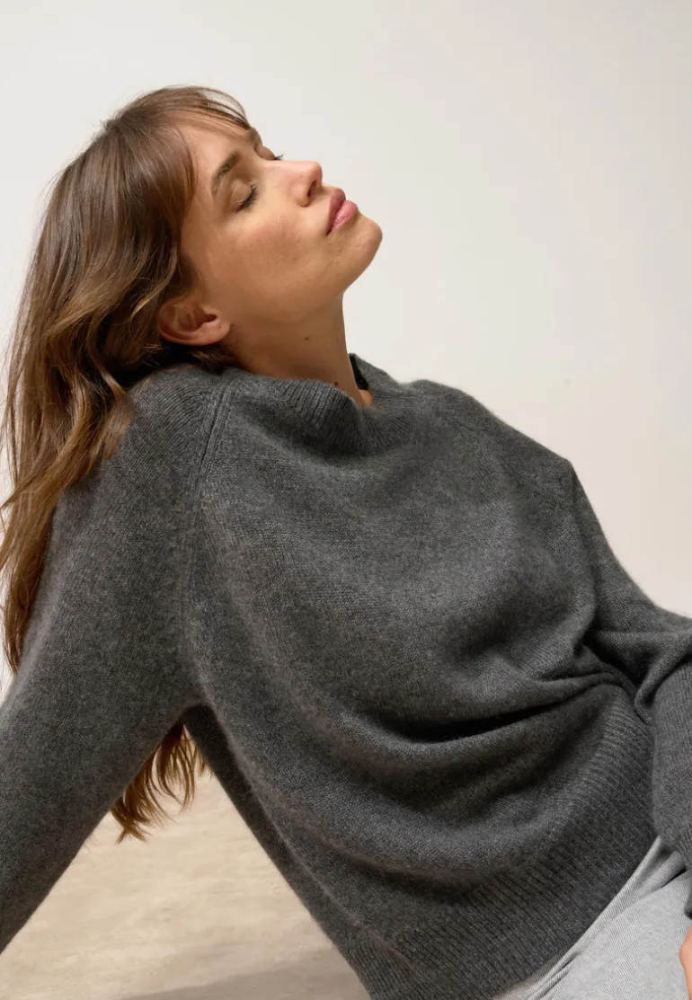 KONA pull col rond anthracite chiné