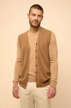 LANA cardigan col v noisette