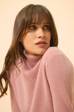 LANAIS pull col roulé bois de rose