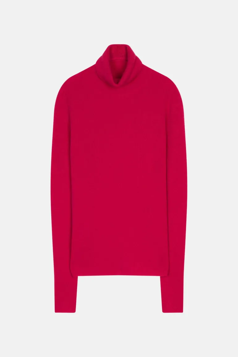 LANAIS pull col roulé fuchsia